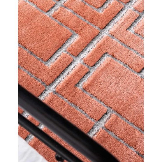Marilyn Monroe Glam Collection Textured Geometric Trellis Area Rug_MMG001, 4 ft x 6 ft, Coral/Silver