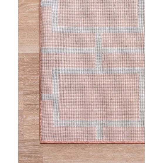 Marilyn Monroe Glam Collection Textured Geometric Trellis Area Rug_MMG001, 4 ft x 6 ft, Coral/Silver