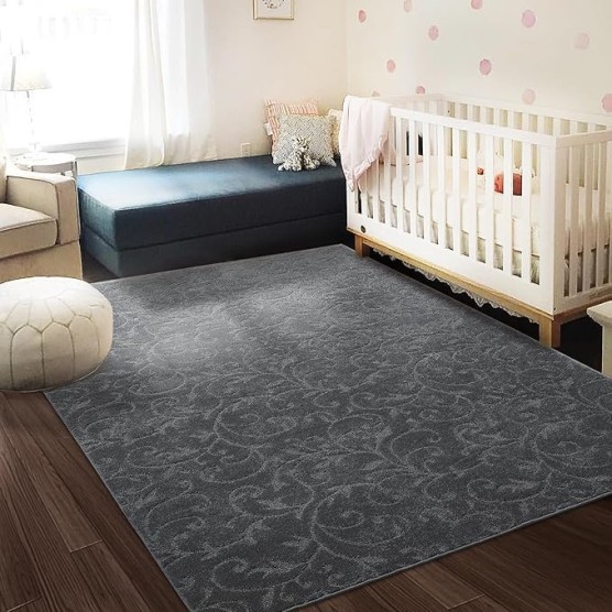 10x13 Area Rug Boho Tribal Area Rug Non-Shedding Fluffy Rug Large Area Rug Contemporary Shag Rug Moroccan Area Rug Throw Carpet for Living Room Bedroom Nursery, Grey