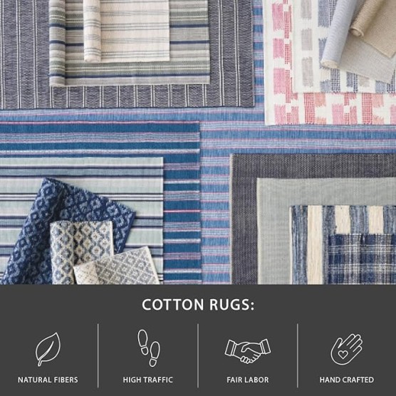 Dash and Albert Haverhill Cotton Area Rug - 8' x 10' Neutral Solid Handwoven Accent Rug - Durable, High Traffic Areas Hallway, Living Room, Stairs, Bedroom
