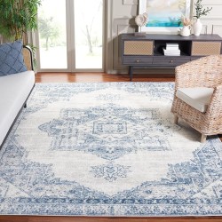Layla Collection Area Rug - 9' x 12', Ivory Grey & Blue, Shabby Chic Design, Non-Shedding & Easy Care, Ideal for High Traffic Areas in Living Room, Bedroom, Dining (LAY100A-9)