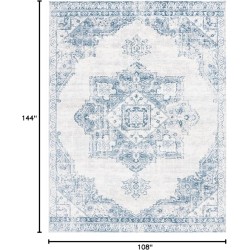 Layla Collection Area Rug - 9' x 12', Ivory Grey & Blue, Shabby Chic Design, Non-Shedding & Easy Care, Ideal for High Traffic Areas in Living Room, Bedroom, Dining (LAY100A-9)