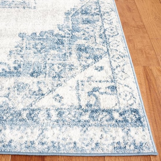 Layla Collection Area Rug - 9' x 12', Ivory Grey & Blue, Shabby Chic Design, Non-Shedding & Easy Care, Ideal for High Traffic Areas in Living Room, Bedroom, Dining (LAY100A-9)