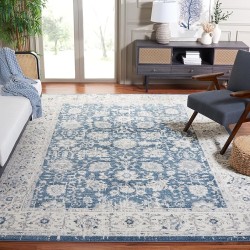 Layla Collection Area Rug - 9' x 12', Blue & Ivory Grey, Shabby Chic Design, Non-Shedding & Easy Care, Ideal for High Traffic Areas in Living Room, Bedroom, Dining (LAY101M-9)