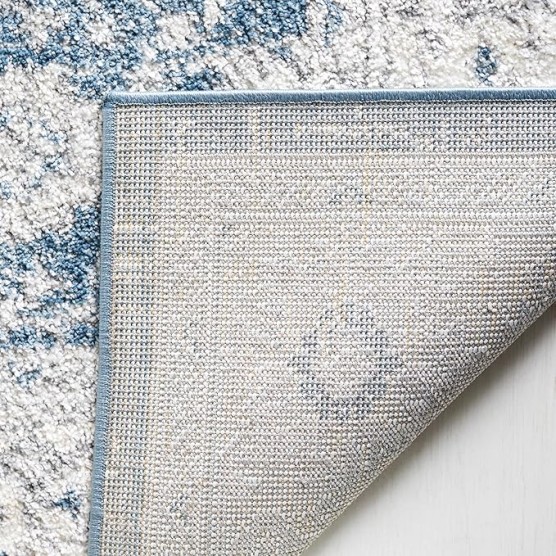 Layla Collection Area Rug - 9' x 12', Blue & Ivory Grey, Shabby Chic Design, Non-Shedding & Easy Care, Ideal for High Traffic Areas in Living Room, Bedroom, Dining (LAY101M-9)