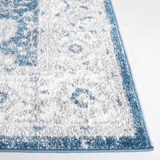 Layla Collection Area Rug - 9' x 12', Blue & Ivory Grey, Shabby Chic Design, Non-Shedding & Easy Care, Ideal for High Traffic Areas in Living Room, Bedroom, Dining (LAY101M-9)