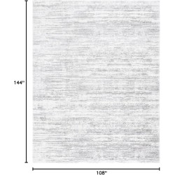 Jasmine Shag Collection Area Rug - 9' x 12', Ivory & Grey, Striped Design, Ideal for High Traffic Areas in Living Room, Bedroom & Dining Room (JSM100B-9)