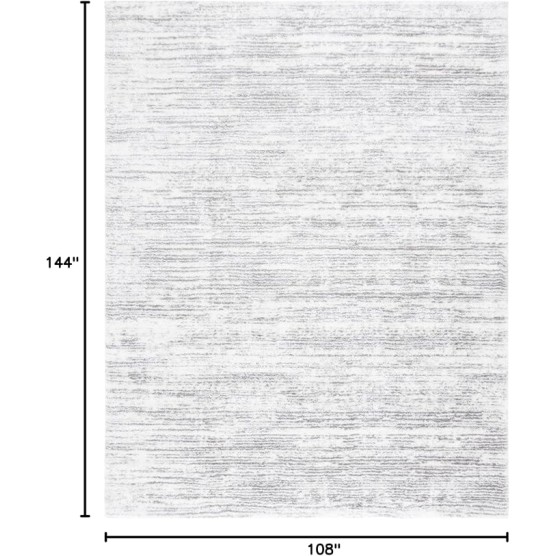 Jasmine Shag Collection Area Rug - 9' x 12', Ivory & Grey, Striped Design, Ideal for High Traffic Areas in Living Room, Bedroom & Dining Room (JSM100B-9)