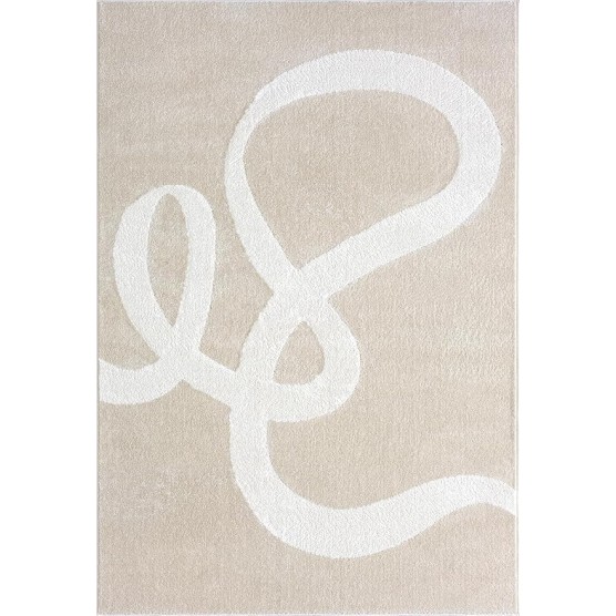 Deco Collection Area Rug - Beige Modern Abstract Ribbon Design - 8' x 10' - for Living Room, Bedroom & Office