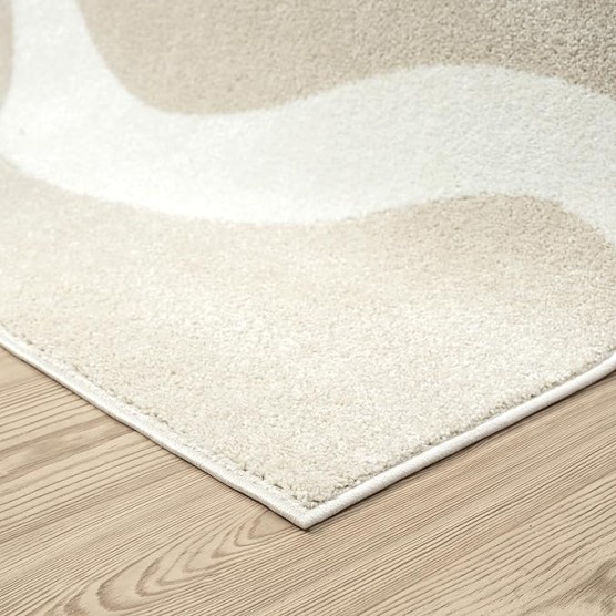 Deco Collection Area Rug - Beige Modern Abstract Ribbon Design - 8' x 10' - for Living Room, Bedroom & Office