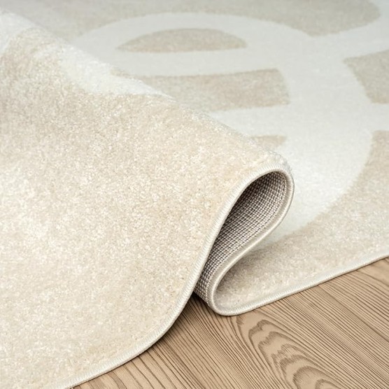 Deco Collection Area Rug - Beige Modern Abstract Ribbon Design - 8' x 10' - for Living Room, Bedroom & Office