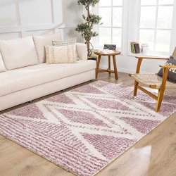 Trunding Moroccan Farmhouse Living Room, Bedroom Shaggy Area Rug - Bohemian Shag - Plush Pile - Southwestern Boho Soft Carpet - Pink, Cream, Ivory - 7'10" x 10'3"