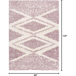 Trunding Moroccan Farmhouse Living Room, Bedroom Shaggy Area Rug - Bohemian Shag - Plush Pile - Southwestern Boho Soft Carpet - Pink, Cream, Ivory - 7'10" x 10'3"
