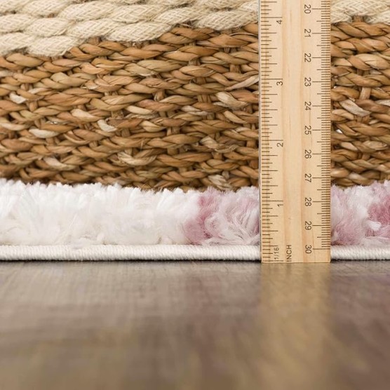 Trunding Moroccan Farmhouse Living Room, Bedroom Shaggy Area Rug - Bohemian Shag - Plush Pile - Southwestern Boho Soft Carpet - Pink, Cream, Ivory - 7'10" x 10'3"