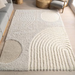 Gloria Abstract Shag Area Rug, 12x15, Beige