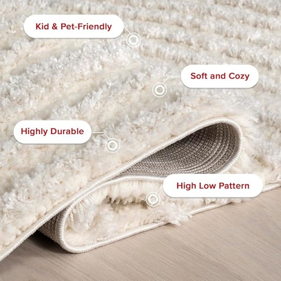 Gloria Abstract Shag Area Rug, 12x15, Beige
