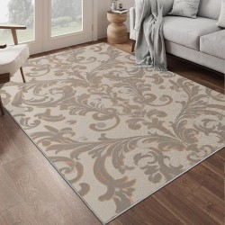 Super Soft Shaggy Rugs Fluffy Carpets 8x10 Ft Grey Brown Orange Boho Botanical Pattern Area Rugs Non-Slip Large Bedroom Rug Kitchen Rugs Wool Dinning Room Indoor Rug for Entryway Office