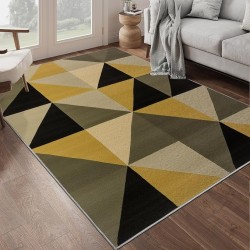Super Soft Shaggy Rugs Fluffy Carpets 8x10 Ft Gray Brown Green Geometric Pattern Machine Washable Rug for Living Room, Non-Shedding Indoor Floor Rugs Carpet for Bedroom Kitchen Laundry