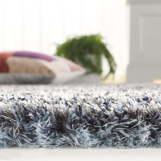 Cloud Shag Collection Area Rug - 9' x 12', Grey & Blue, Contemporary Design, Ideal for High Traffic Areas in Living Room, Bedroom & Dining Room (CLD111F-9)
