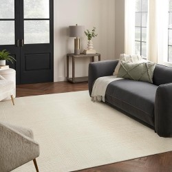 Eco-Friendly Contemporary Ivory 9' x 12' Area Rug, Easy Clean, Non Shedding, Bed Room, Living Room, Dining Room, Kitchen (9x12)