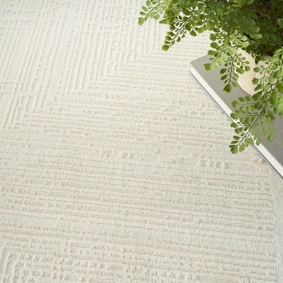 Eco-Friendly Contemporary Ivory 9' x 12' Area Rug, Easy Clean, Non Shedding, Bed Room, Living Room, Dining Room, Kitchen (9x12)