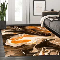 Orange Brown Liquid Abstract Modern Marble Rugs for Living Room Bedroom Washable Soft Lux Art Decor Diningroom Office Carpet Contemporary Aesthetics Floor Rug 8x12