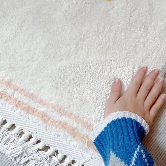 Plush Carpet with Tassel for Bedroom Girl Room,Super Soft Bedside Blanket Area Rug with dot Pattern,Cute Tassel Floor mat for Living Room,Moisture-Proof Cotton Backing,Crawling mats