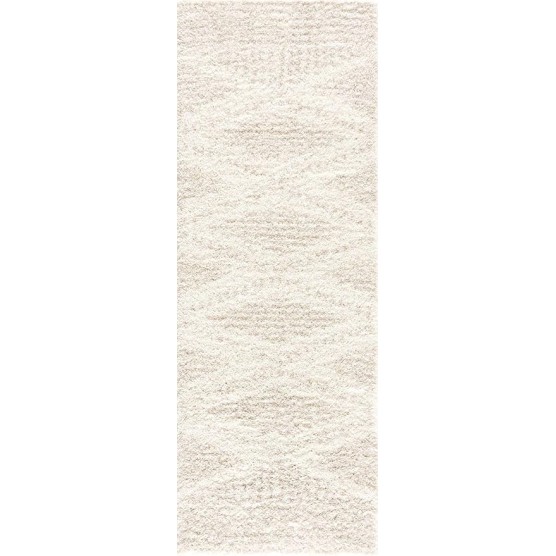 Galaxy Boho Moroccan Geometric Shag Area Area Rug - High Pile Super Soft Carpet for Living Room, Bedroom - Light Beige, Cream, White - 6'7" x 9'