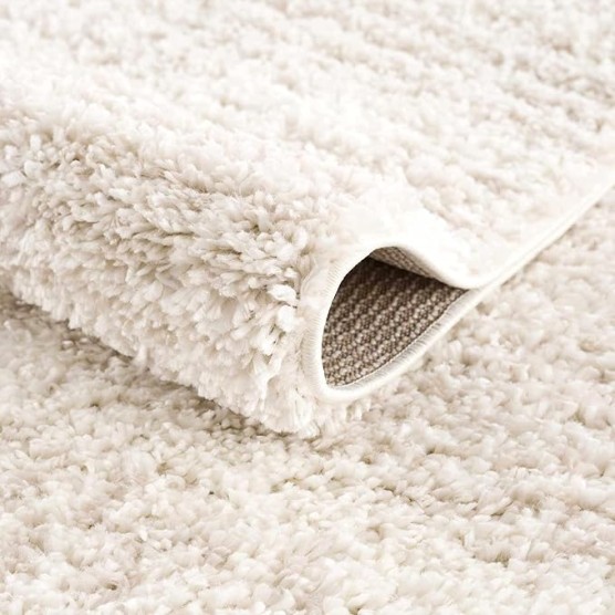 Galaxy Boho Moroccan Geometric Shag Area Area Rug - High Pile Super Soft Carpet for Living Room, Bedroom - Light Beige, Cream, White - 6'7" x 9'