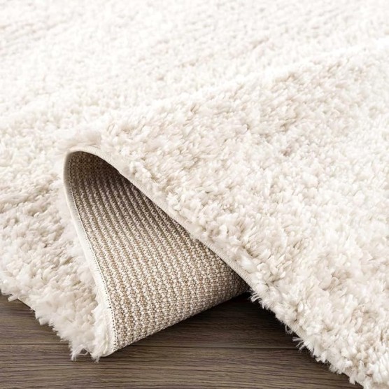 Galaxy Boho Moroccan Geometric Shag Area Area Rug - High Pile Super Soft Carpet for Living Room, Bedroom - Light Beige, Cream, White - 6'7" x 9'