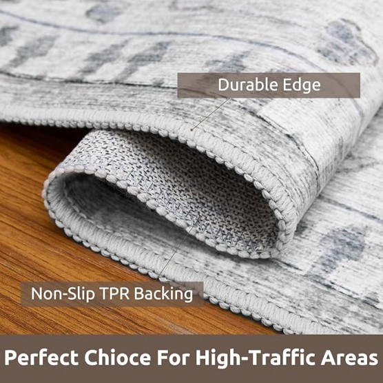 -8x10 Area Rugs-Boho Rugs for Living Room Machine Washable-3D Rugs for Bedroom-Non Slip Floor Rug-Moroccan Indoor Carpet for Bedroom Dining Room