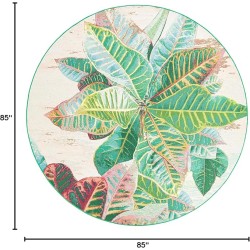 Outdoor Botanical Collection Area Rug - Foliage (7' 1" Round Multi/Blue)