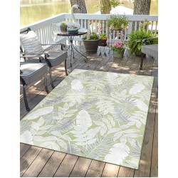 Outdoor Botanical Collection Area Rug - Leaves (8' 2" x 10' Rectangle Green/Ivory)