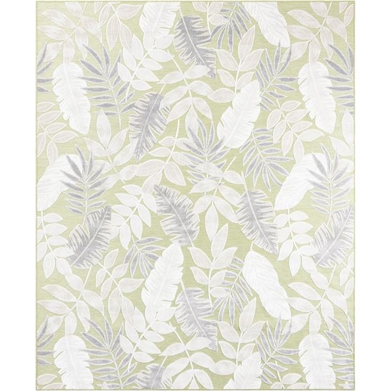 Outdoor Botanical Collection Area Rug - Leaves (8' 2" x 10' Rectangle Green/Ivory)