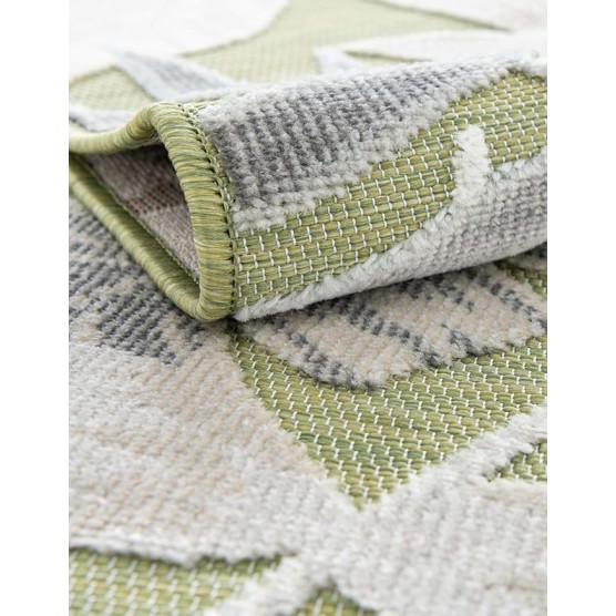 Outdoor Botanical Collection Area Rug - Leaves (8' 2" x 10' Rectangle Green/Ivory)