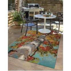 Outdoor Botanical Collection Area Rug - Autumn (9' x 12' Rectangle Multi/Red)