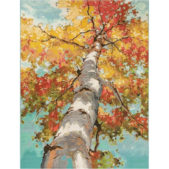Outdoor Botanical Collection Area Rug - Autumn (9' x 12' Rectangle Multi/Red)