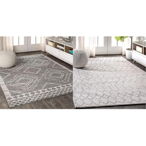 MOH200C-8 Amir Moroccan Beni Souk Indoor Area-Rug Bohemian Farmhouse Rustic Geometric & MOH101B-8 Moroccan Hype Boho Vintage Diamond 8 ft. x 10 ft. Area-Rug, Bohemian