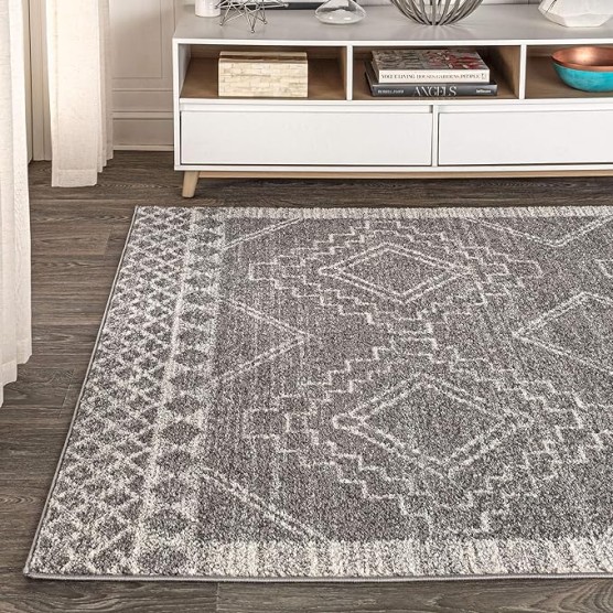 MOH200C-8 Amir Moroccan Beni Souk Indoor Area-Rug Bohemian Farmhouse Rustic Geometric & MOH101B-8 Moroccan Hype Boho Vintage Diamond 8 ft. x 10 ft. Area-Rug, Bohemian