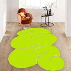 Vibrant Lime Green Wool Shag Fluffy Asymmetrical Boho Cute Area Rugs 8x10 Washable Soft Thick Irregular Shaped Rug for Nursery Livingroom Bedroom Arti Office Diningroom Floor Carpets