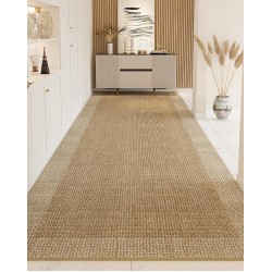Cotton Jute Hallway Rug Non-Slip & Machine Washable, Earth Tone Office Cushioned Carpet Modern Design, Upgraded Anti Fatigue Bedside Rug (Color : Style 4, Size : 0.6x1.5m (2x4.9ft)) (Style 1