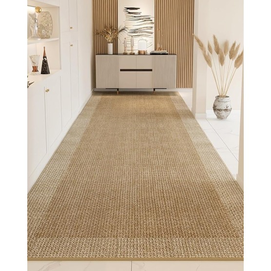 Cotton Jute Hallway Rug Non-Slip & Machine Washable, Earth Tone Office Cushioned Carpet Modern Design, Upgraded Anti Fatigue Bedside Rug (Color : Style 4, Size : 0.6x1.5m (2x4.9ft)) (Style 1