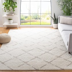 Arizona Shag Collection Area Rug - 11' Square, Ivory & Beige, Moroccan Design, Non-Shedding & Easy Care, 1.6-inch Thick, Ideal for The Living Room, Bedroom, Dining Room (ASG743A-11SQ)