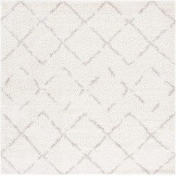 Arizona Shag Collection Area Rug - 11' Square, Ivory & Beige, Moroccan Design, Non-Shedding & Easy Care, 1.6-inch Thick, Ideal for The Living Room, Bedroom, Dining Room (ASG743A-11SQ)