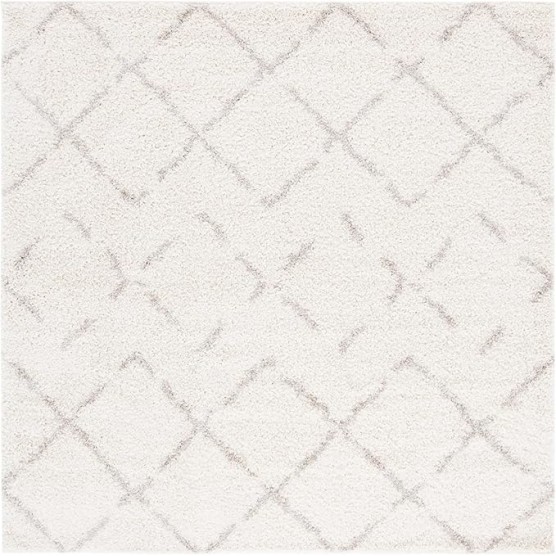 Arizona Shag Collection Area Rug - 11' Square, Ivory & Beige, Moroccan Design, Non-Shedding & Easy Care, 1.6-inch Thick, Ideal for The Living Room, Bedroom, Dining Room (ASG743A-11SQ)