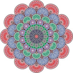 Luxury Flower Mandala Shaped Decorative Area Rug 10ft Round Blue Green Red Soft Wool Modern Aesthetic Rug for Livingroom Bedroom Diningroom Nursery Playroom Office Farmhouse Floor Carpets