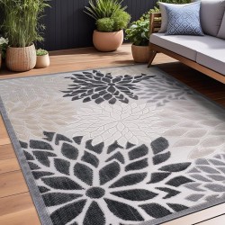 Outdoor Rug 9x12 Large Modern Floral Tropical Area Rugs for Indoor and Outdoor Patio Easy to Clean Non Shedding Living Room Porch Garden Washable Outside Carpet (9 x 12 Beige)