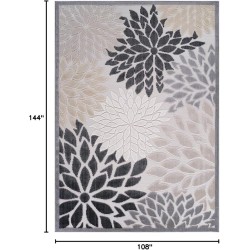 Outdoor Rug 9x12 Large Modern Floral Tropical Area Rugs for Indoor and Outdoor Patio Easy to Clean Non Shedding Living Room Porch Garden Washable Outside Carpet (9 x 12 Beige)
