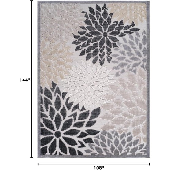 Outdoor Rug 9x12 Large Modern Floral Tropical Area Rugs for Indoor and Outdoor Patio Easy to Clean Non Shedding Living Room Porch Garden Washable Outside Carpet (9 x 12 Beige)