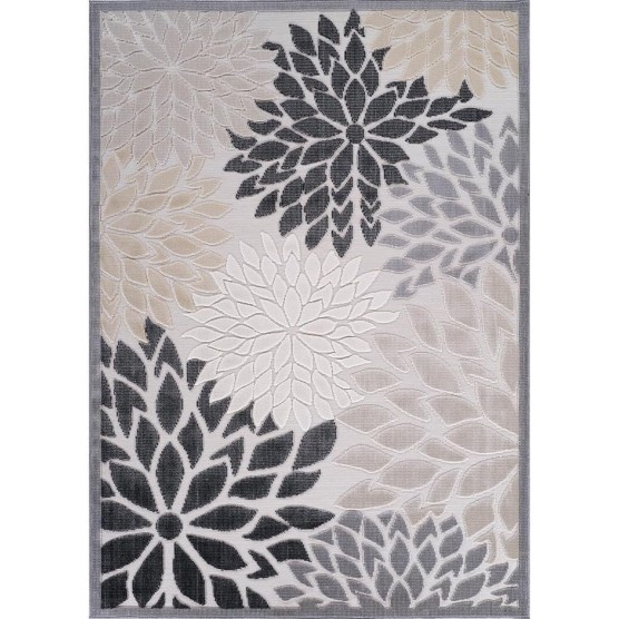 Outdoor Rug 9x12 Large Modern Floral Tropical Area Rugs for Indoor and Outdoor Patio Easy to Clean Non Shedding Living Room Porch Garden Washable Outside Carpet (9 x 12 Beige)